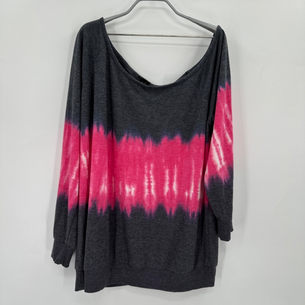 Torrid French Terry Off the Shoulder Pullover Sweatshirt Plus Size 2 2X Tie Dye